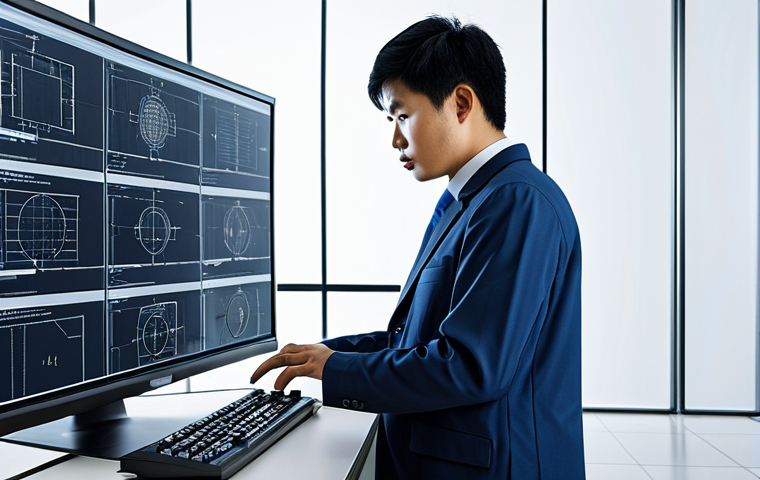 건축전기설비기사 전기 도면 작성 기본 - Electrical Engineer Reviewing a CAD Drawing**
"A Vietnamese electrical engineer in professional att...