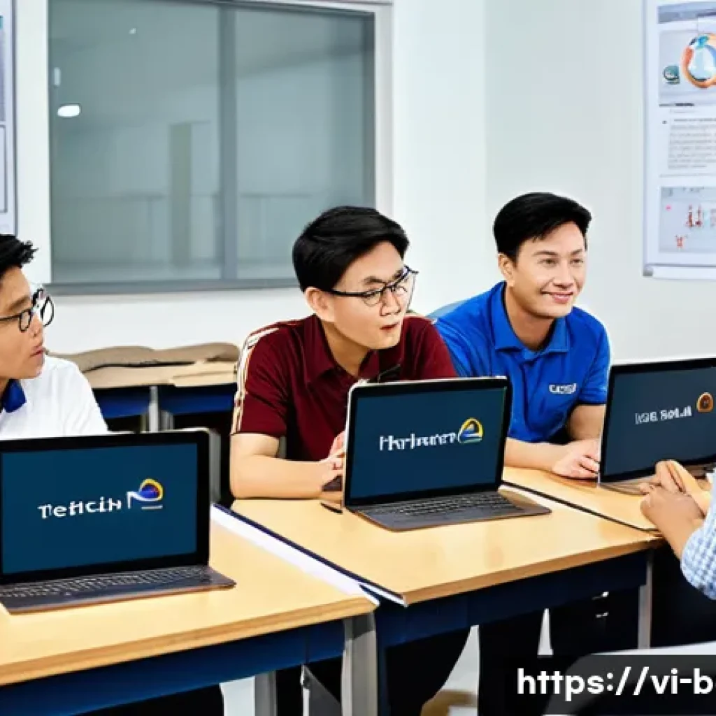 건축전기설비기사 관련 온라인 강의 추천 - A detailed digital classroom scene showing a diverse group of Vietnamese adult students attentively ...