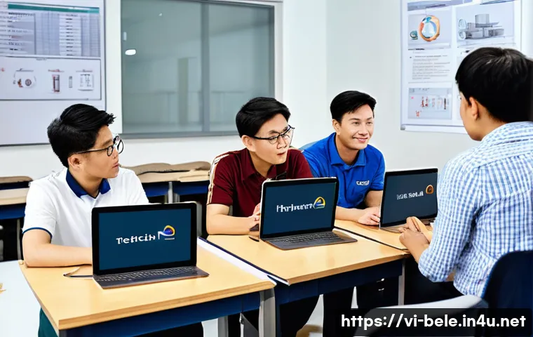 건축전기설비기사 관련 온라인 강의 추천 - A detailed digital classroom scene showing a diverse group of Vietnamese adult students attentively ...