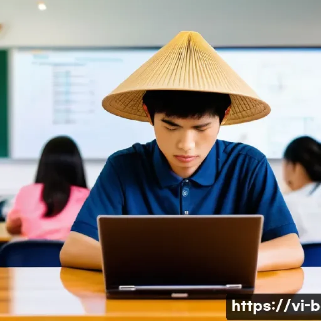건축전기설비기사 시험 성적 분석 방법 - A detailed study scene showing a Vietnamese electrical engineering student in a modern classroom, fo...