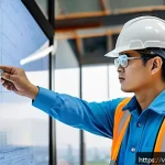 Home 23 건축전기설비기사와 연계 가능한 추가 자격증 - A professional Vietnamese electrical engineer in a modern construction site office, wearing safety g...